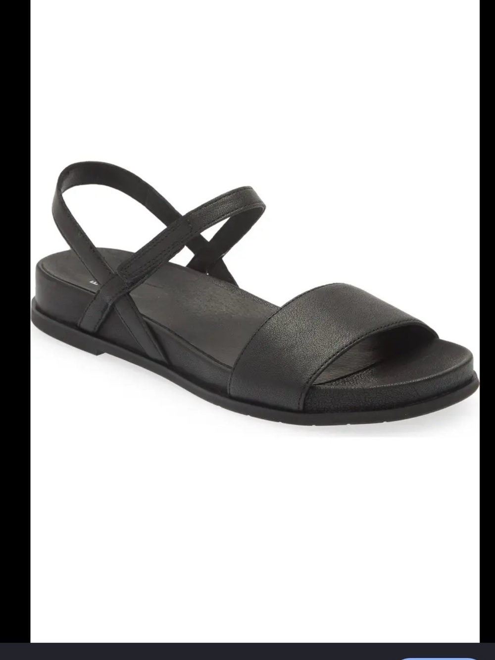 Eileen Fisher - Black Demo Leather Ankle-Strap Sandal 9